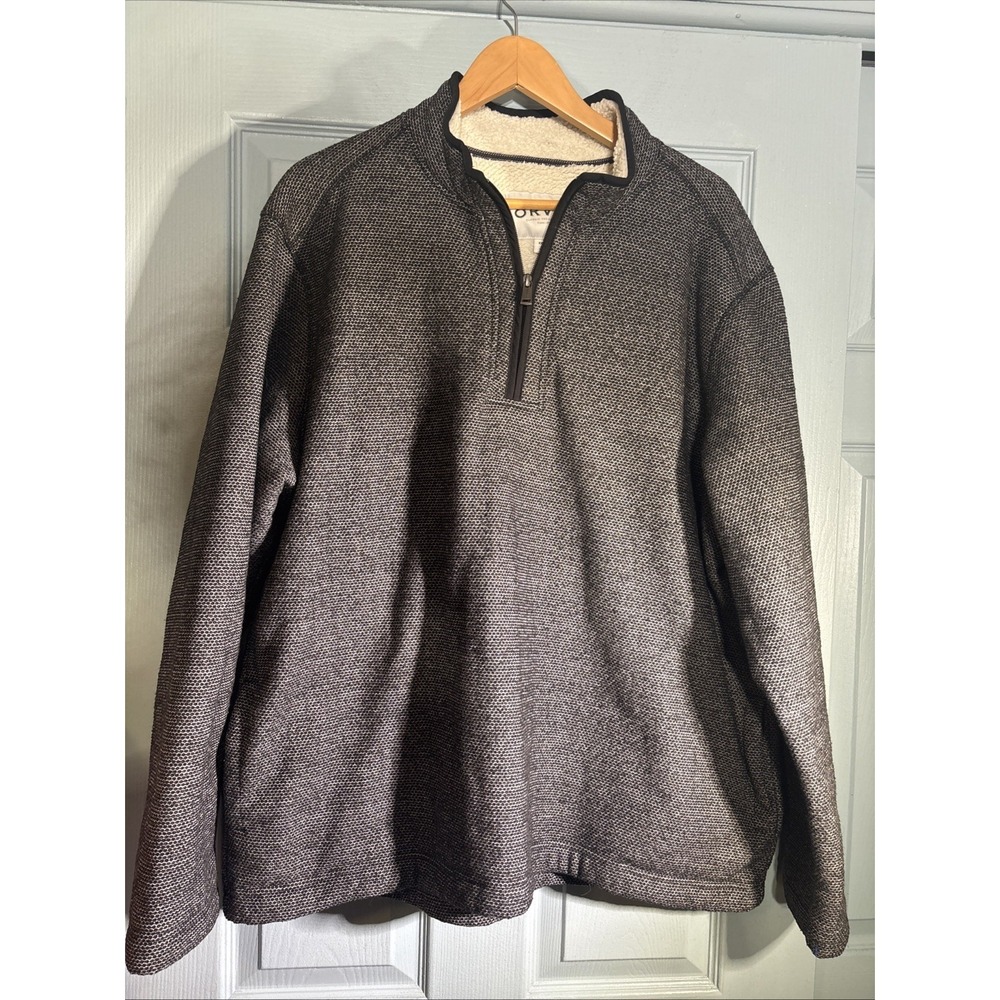 Orvis Brighton Sherpa Lined 1/4 Zip Pullover Jacket Mens‎ XXL Black Heather